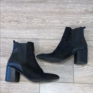 Black studded pointed toe bootie